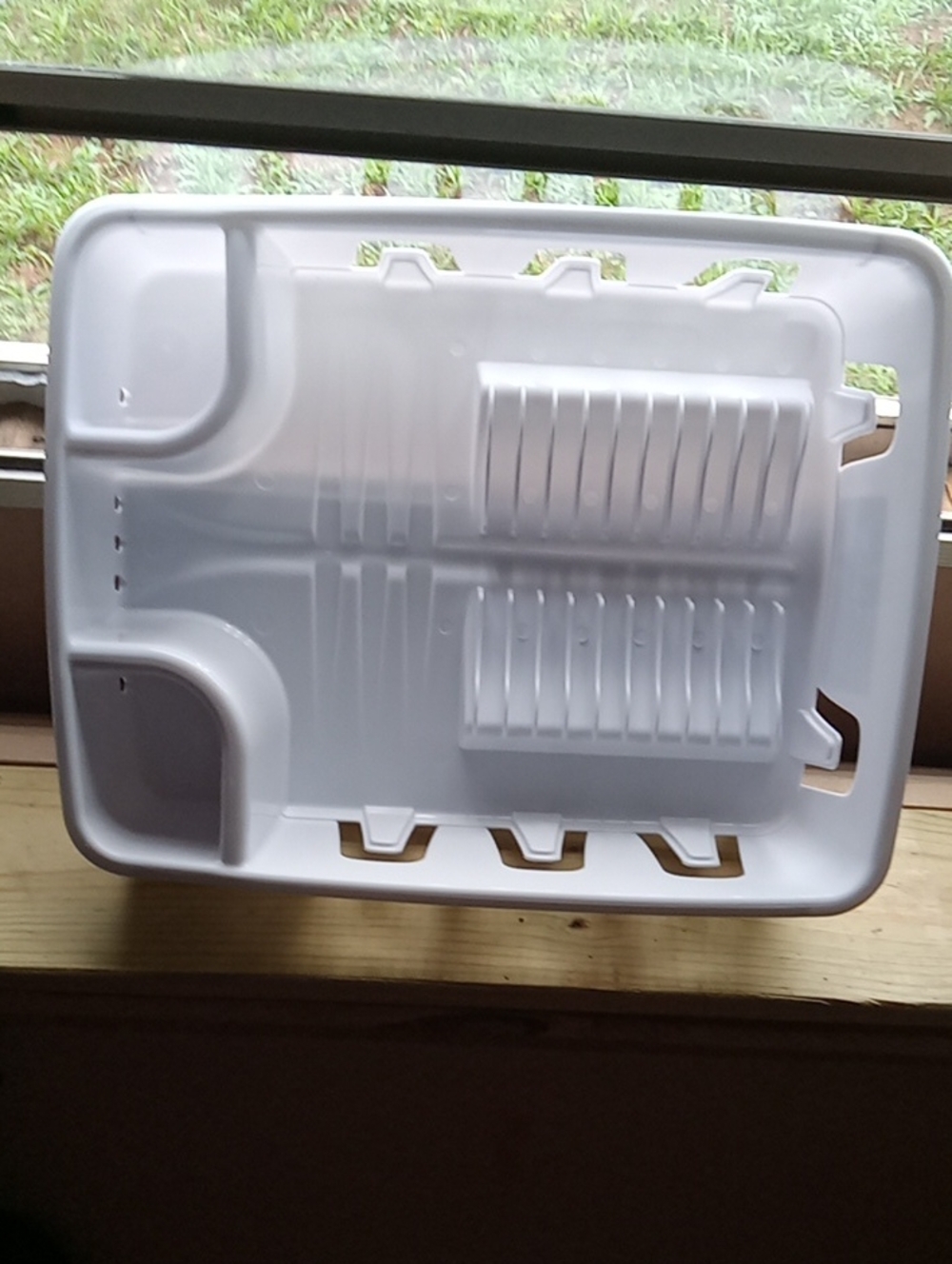 White Plastic Dish Drying Rack with Utensil Holders